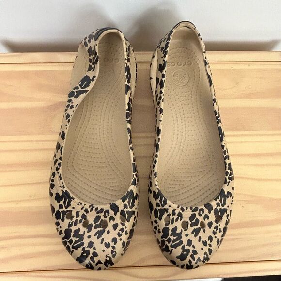 Women’s Crocs Size 10 Kadee Animal Print Leopard Slip-on Ballet Flat Shoes - Picture 5 of 9